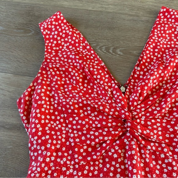 Rebecca Taylor Silk Blend Red Malia Floral V Neck Twist Tank Blouse Top Sz 2 - Picture 6 of 12